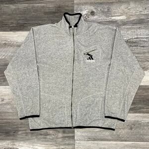 Vintage 90s Adidas‎ Heather Gray Mens Medium Full Zip Sporty Fleece Jacket